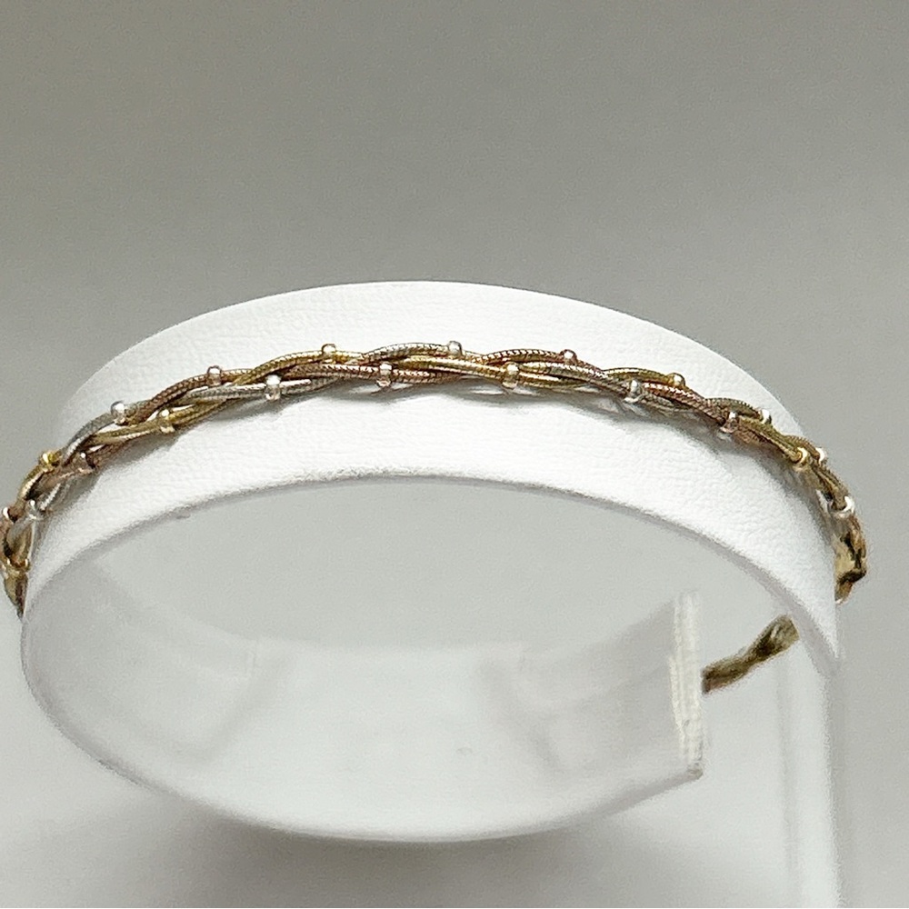 Tricolor Braided Sterling Silver Bracelet